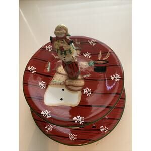 Noble Excellence Snow Mates 2 Tier Serving Tray Stand Snowman Holidays Christmas